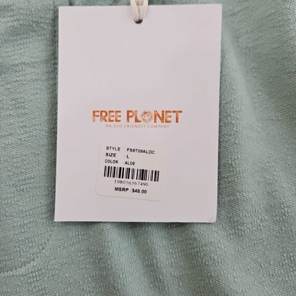 Free Planet Knit Shorts Men's L Avocado Green Drawstring Elastic Sustainability - Picture 6 of 12